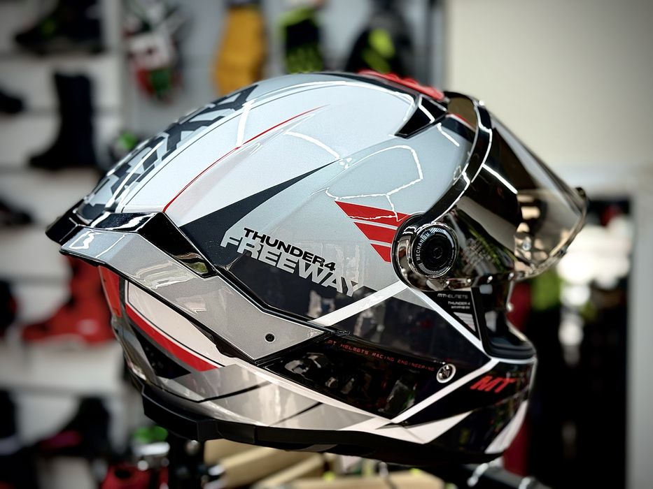 Casca Moto MT THUNDER 4 Freeway Grey/Red