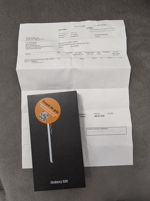 Samsung s25 5G Navy 128Gb NOU Sigilat Factură 2 ANI GARANȚIE