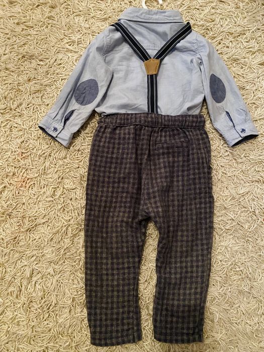Costum H&M, pantaloni si camasa, marimea 80, 9-12 luni
