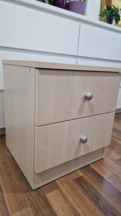 Noptieră cu 2 sertare, nuanță mesteacăn / lemn deschis