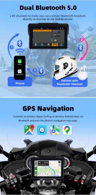 7-дюймовый мото регистратор с CarPlay