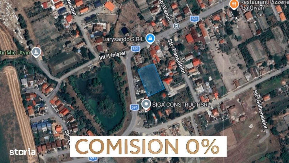 COMISION 0%| Teren intravilan 2.247 mp | Utvin | Langa balta.