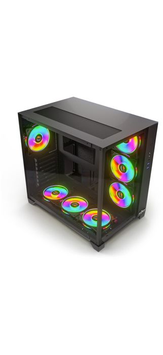 Carcasa NJOY PC AURA, ARGB, Middle tower ATX, Black