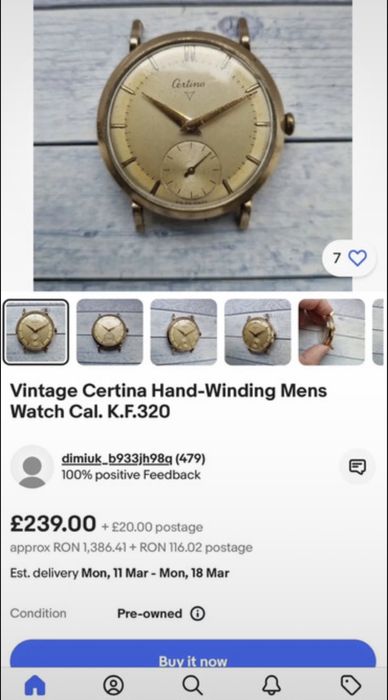 Certina jumbo model unic în această condiție