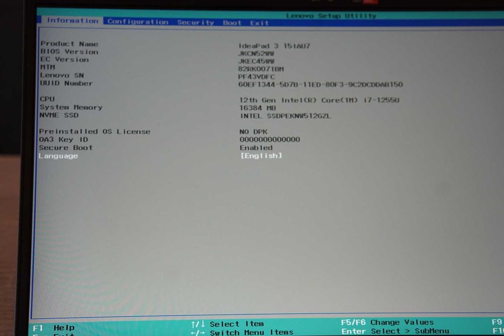 LENOVO IdeaPad 3 15IAU7 i7-1255U/16GB DDR4/ 512GB SSD