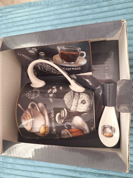 Set NOU cana 350 ml cu lingurita si coaster - Barista