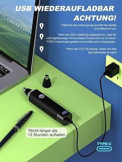 Тример за епилация 
на носа и ушите с LED дисплей