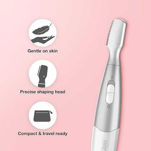 Прецизен тример за вежди Braun FG1106, Захранване с батерия, Бял