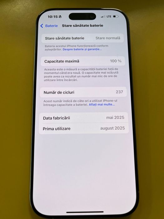 Iphone 16 pro,ca nou,100% sanatate baterie,128 GB