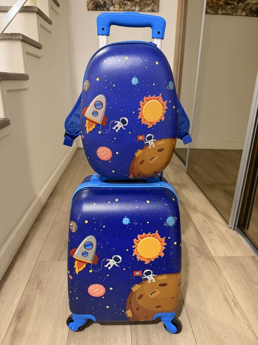 Set troller si rucsac de calatorie pentru copii