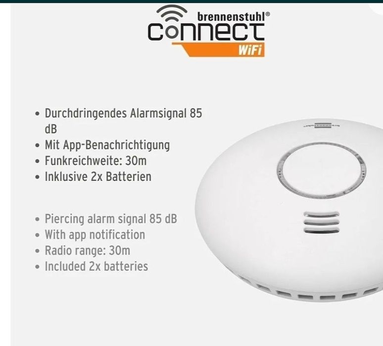 Detectorul de fum brennenstuhl®Connect Wifi vă alarmează imediat cu un
