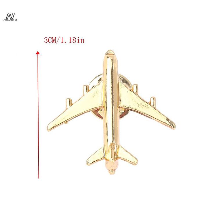 Самолёт булавка золотой