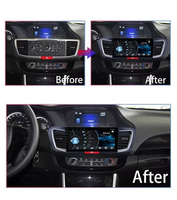 NAVIGATIE Android 14 Honda Accord 9 2012 - 2018  Waze CarPlay + CAMERA