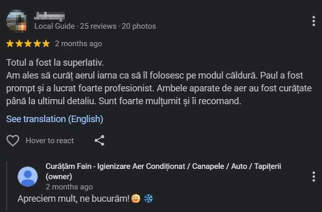 Igienizare Aer Condiționat cu aburi - Curățare Canapele - Saltele - Scaune