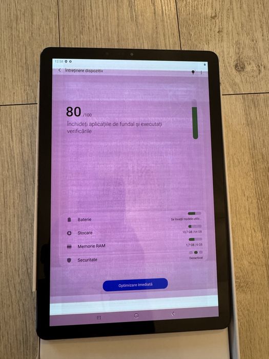 Tableta Samsung Galaxy Tab S4 T830, 10.5”, 64GB, 4GB RAM, Wi-Fi, Black - prezinta burn pe ecran - tenta de roz intrucat a rulat un clip publicitar