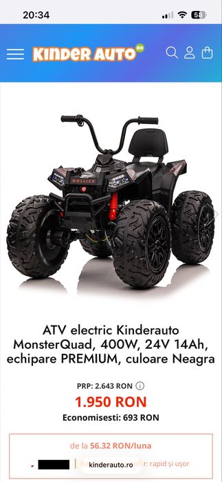 Vand atv electric Monster Quad echipat premium