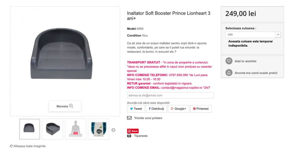 Vand inaltator Soft Booster Prince Lionheart 3 ani+