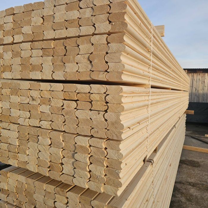 Пиломатериалы для каркасных домов и дач. Имитация бруса, Лунный паз