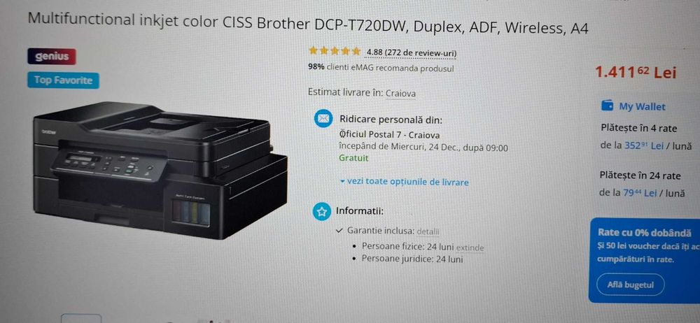 Vând imprimanta color Brother DCP- T720DW