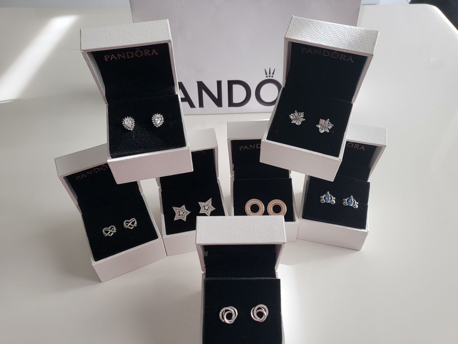 НОВО!Сребърни оригинални обеци и колиета PANDORA ALE S925 ПАНДОРА+Кути