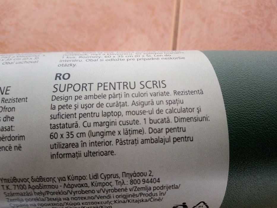 Suport birou / Desk mat Crelando, față dublă verde/ kaki, 60x35 cm – Nou