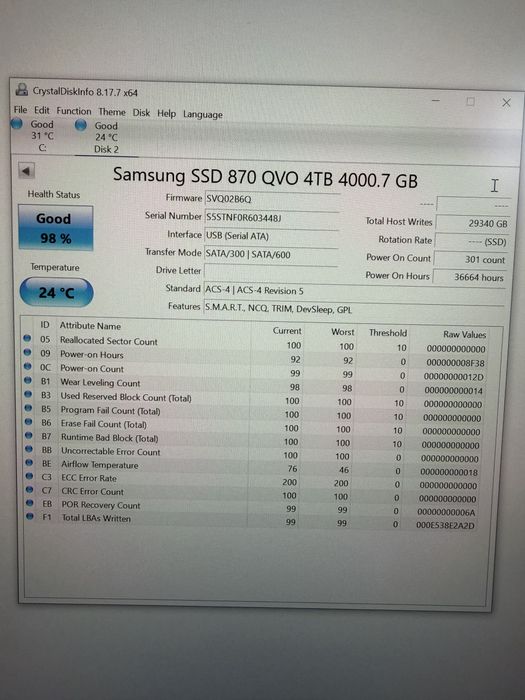 SSD Samsung 870 QVO 4TB, SATA III, 2.5"