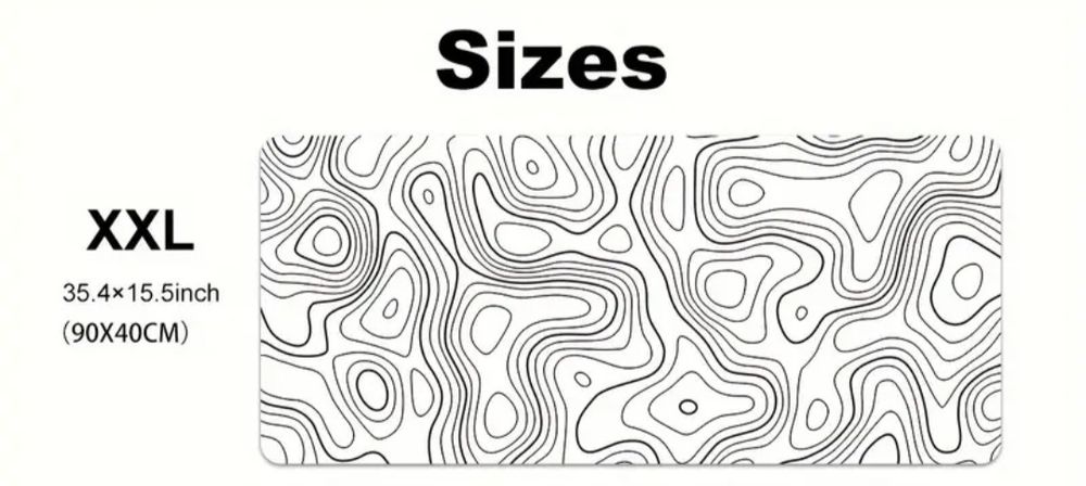 Белый игровой коврик с волнами, большой(90х40см)