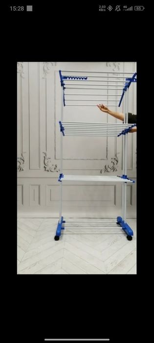 Kiyim va choyshablar uchun quritgich, pol, vertikalli, yig'ma, 3 qavat