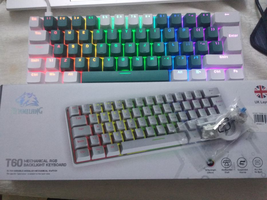 T60 Mechanial rgb backlight keyboard 64 key