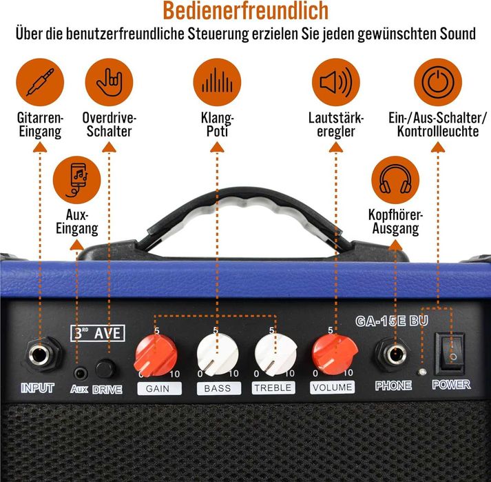 Amplificator pentru chitara 3rd Avenue de 15 W, Livrare Gratuita