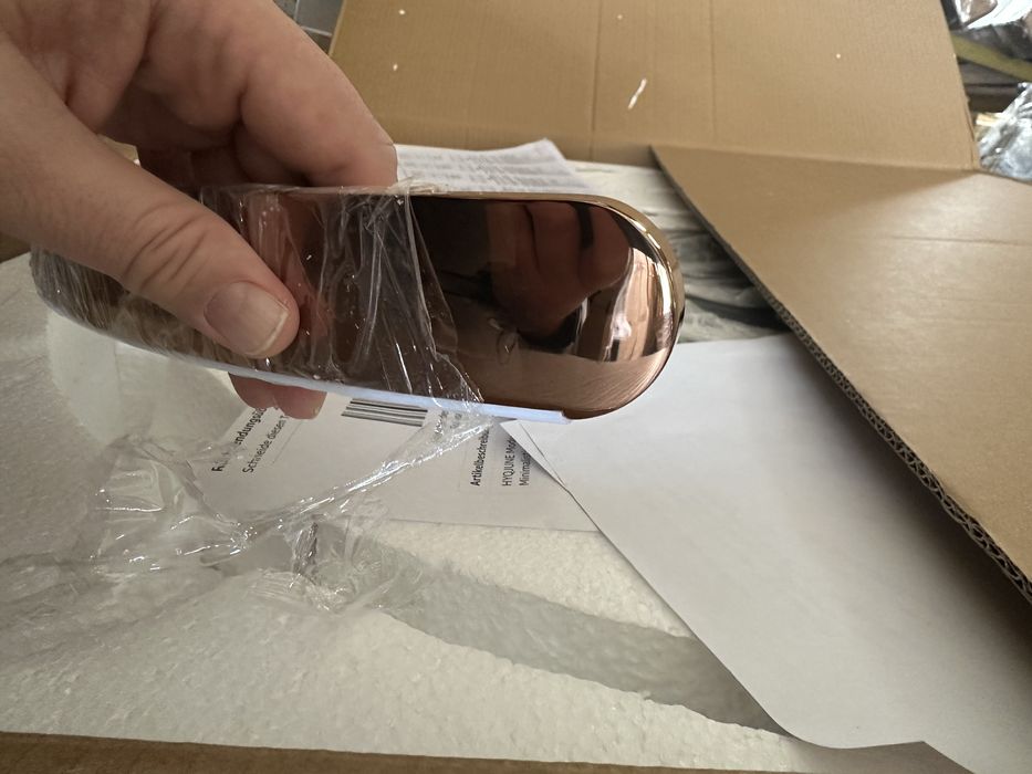 Стилен висящ LED, полилей розово злато