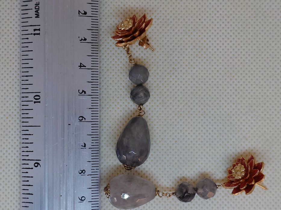 Set din argint si cuart cercei + pandantiv vintage MISIS