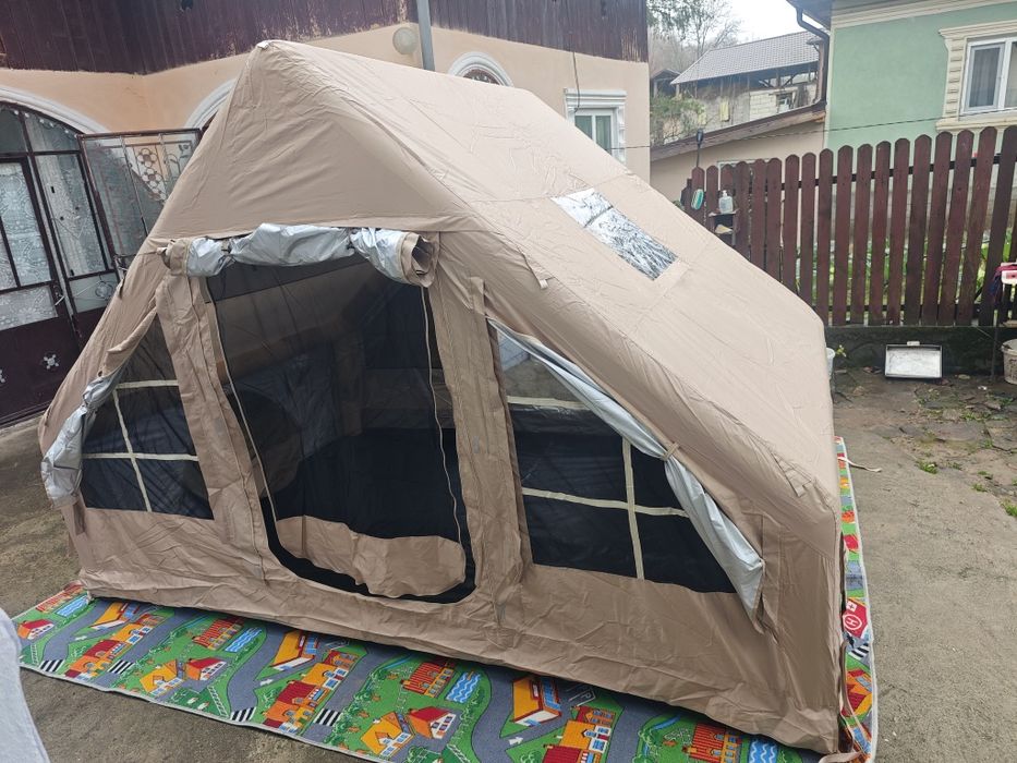 Cort gonflabil + saltea gonflabila+pompa electrica