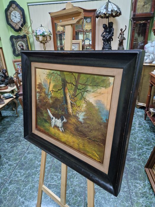 Чудесна антикварна авторска картина масло върху платно