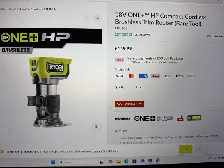 Ryobi-Freză de tăiere  fără perii 18V ONE+™ HP
