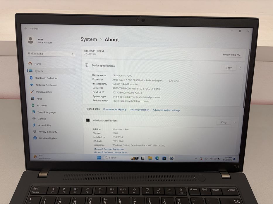 Lenovo ThinkPad T14 Gen3, Touch , AMD Ryzen 7 Pro, SSD 512, RAM 16 GB