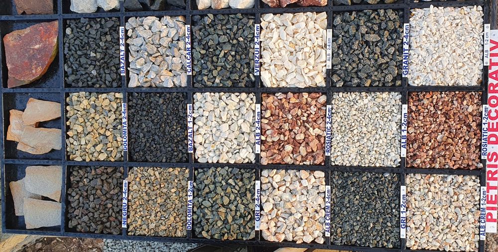 Pietris decor alb negru rosu gri  - piatra decorativă marmura sparta