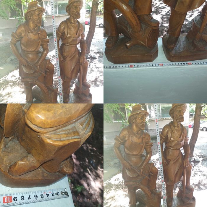 Статуетка пластика дърворезба чифт фигури орех
