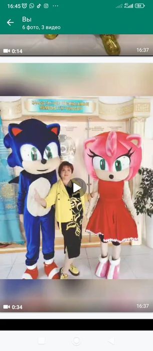 АниматорыПродам костюмы  Соники оба 200000