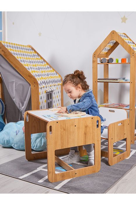 Дървена детска маса и стол за учене. Промоция!