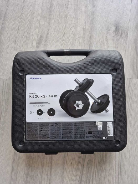 Set gantere și bare Bodybuilding 20 kg cu discuri din fontă