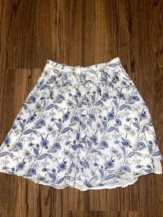 пола набрана къса памучна  кристиан диор бяла синя christian dior