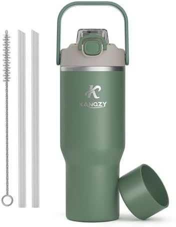 Нова Метална термо бутилка 1L със сламка 1L неръждаема стомана вакуумна изолация