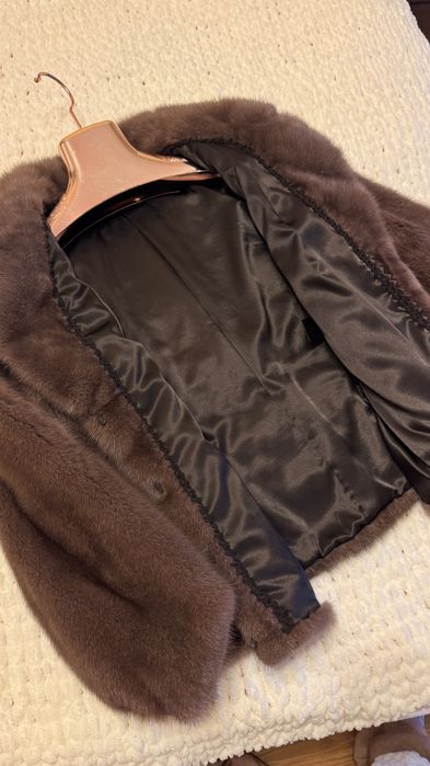 Късо палто от норка.Кафяв.Визон.Яке от норка.Естествена кожа с косъм.