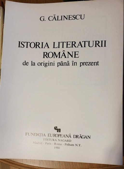Vând "Istoria Literaturii Române", G. Călinescu, ediție facsimil