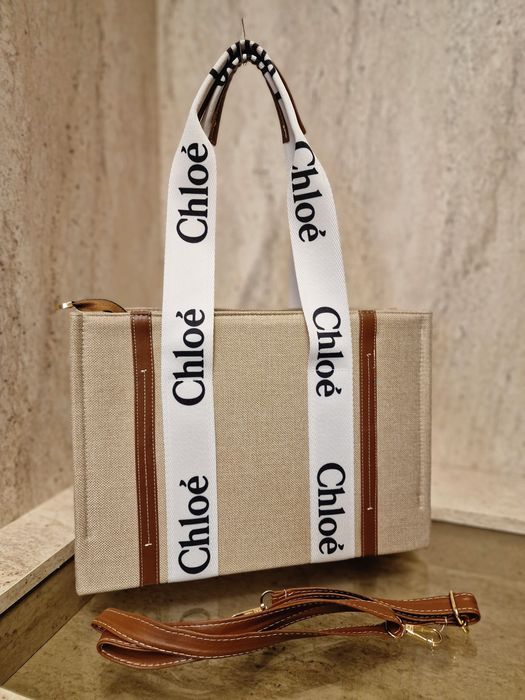 НОВО  Промоция ! Дамска чанта Chloè Woody Tote Linen