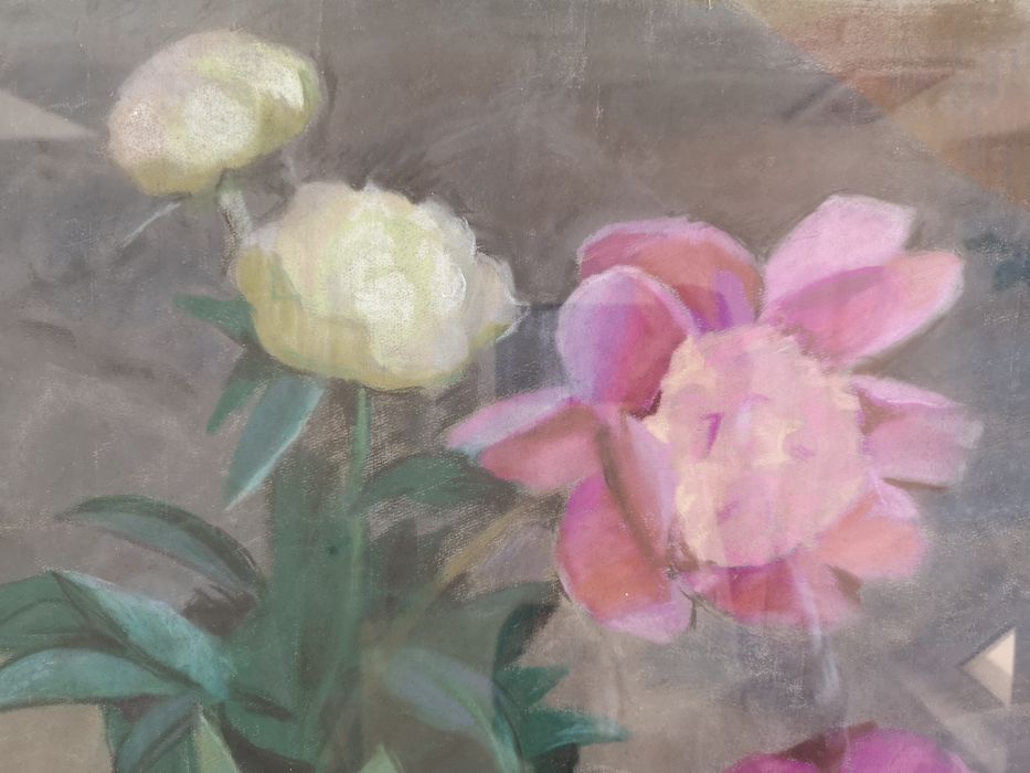 Tablou in creta pastel Bujori