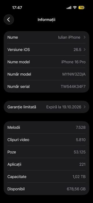 Iphone 16 pro / 1 tb.