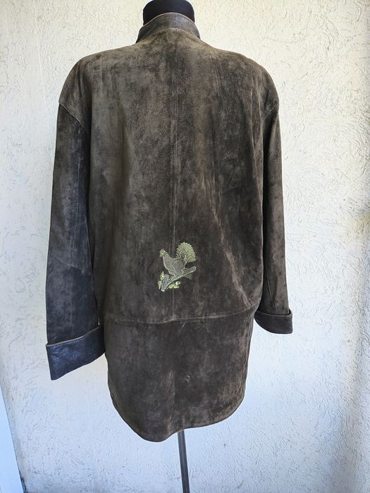 Haina din piele întoarsă verde/kaki/maro