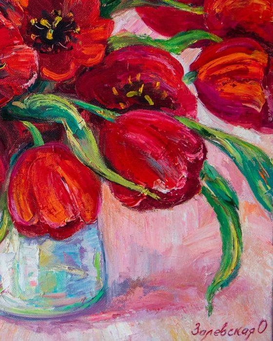 Картина "Тюльпаны." Холст,масло. 75х85 см.